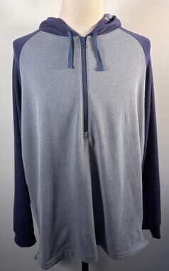 Johnnie-O Men's L Half-Zip Hoodie Gray/Navy Colorblock